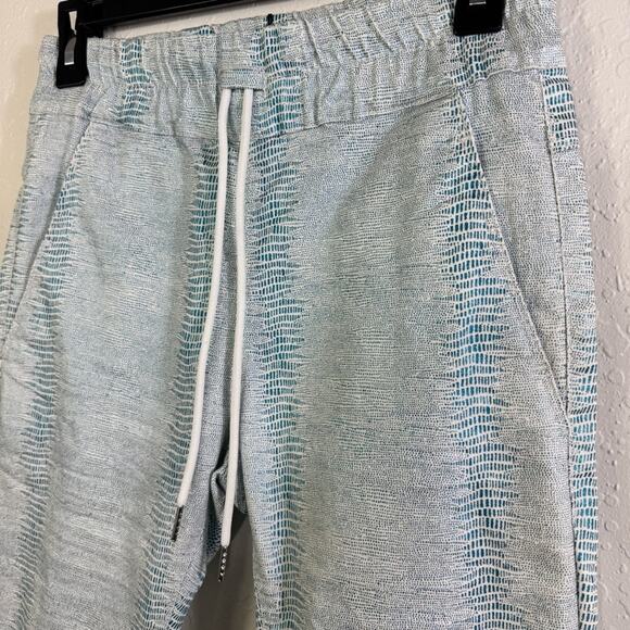 Bevy Flog Shely Aqua Blue 24 snake print high rise Drawstring Women's Pants NWT - Picture 5 of 11
